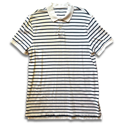 J. Crew Stripe Pique Polo, Mens size Large White And Blue. Clean. Summer Shirt