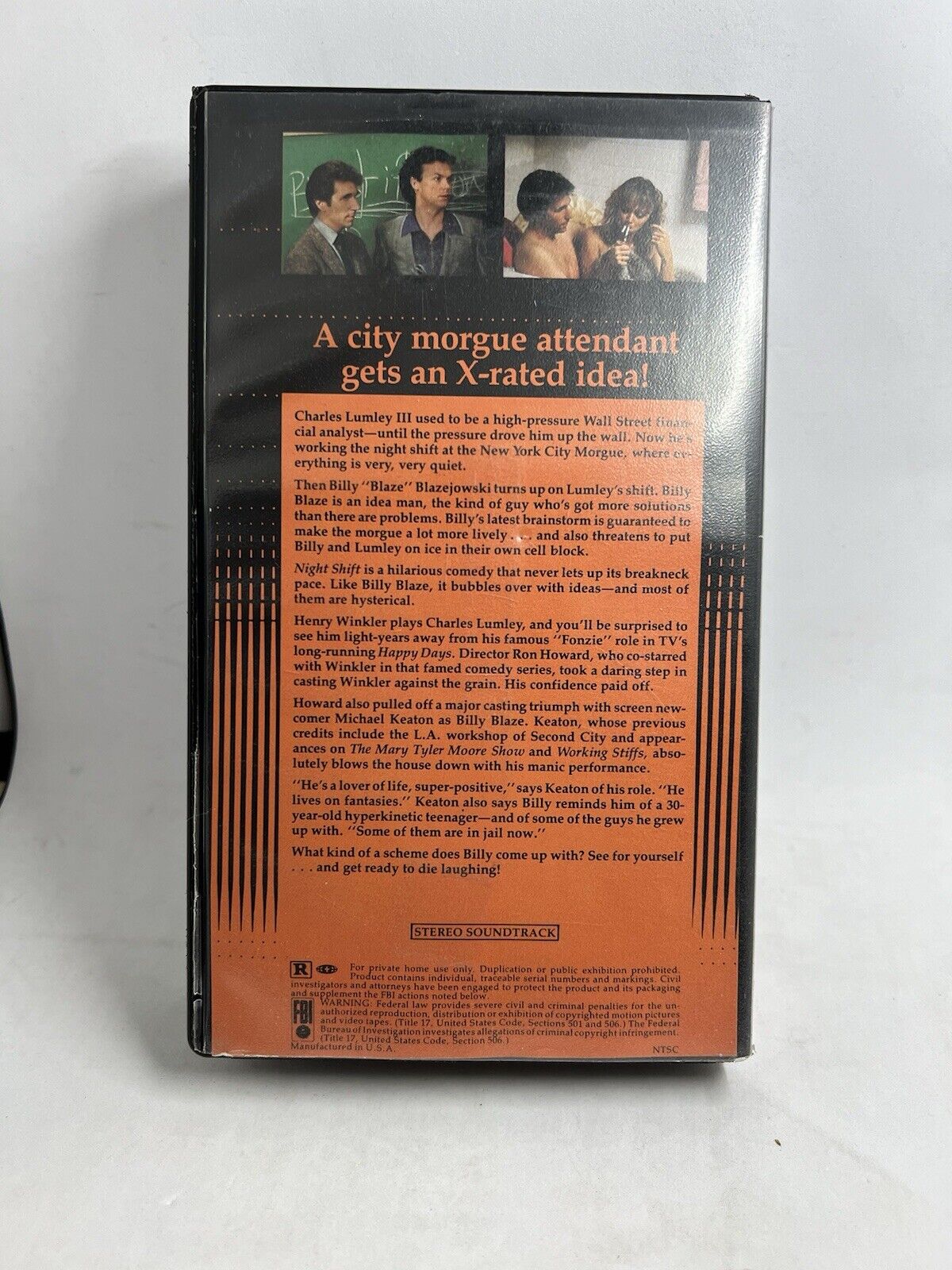 NIGHT SHIFT WARNER HOME VIDEO Clamshell VHS MICHAEL Keaton Tested Vintage Film