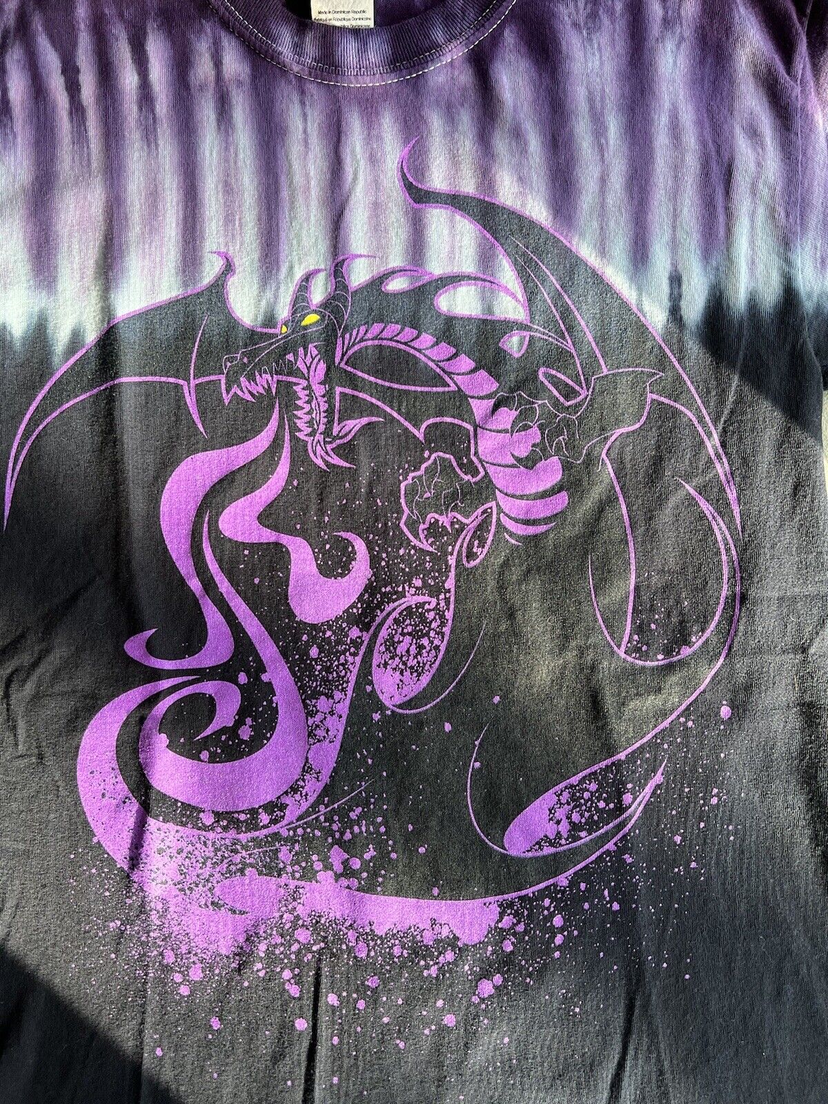 Vintage Disney Maleficent Shirt Mens Small Purple Tie Dye Murphy 2000 Y2K Dragon