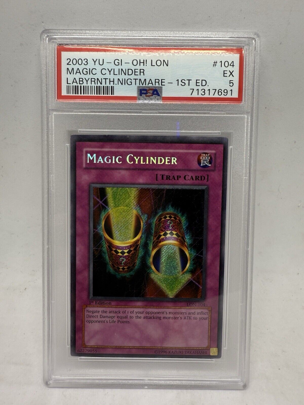 Yugioh Card PSA 5 EX Magic Cylinder Labyrinth Of Nightmare 1st Ed 2003 LON-104