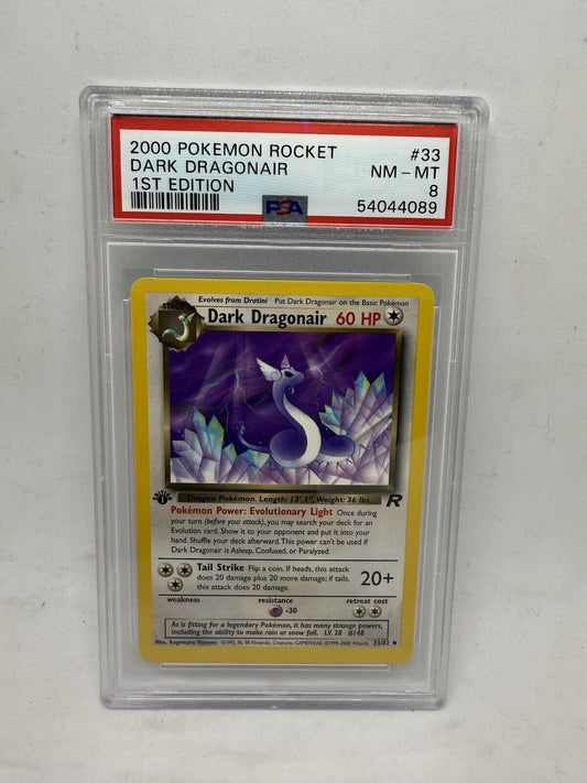 Dark Dragonair #33 1st Edition - 2000 Pokemon Team Rocket - PSA 8 - NM/MINT!