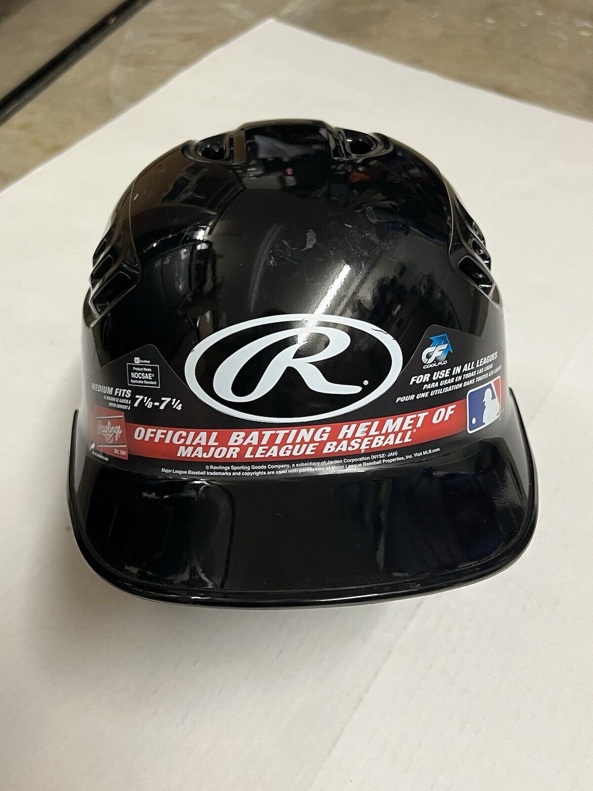 NEW Rawlings Coolflo Medium  7 1/4-7 1/8 Batting Helmet CFABHN-R1 Black Kids Tee