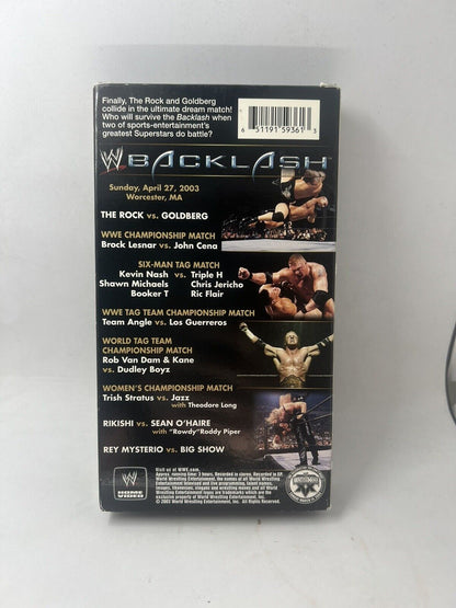 WWE - Backlash 2003 (VHS, 2003) Wrestling The Rock vs Goldberg WWF Trish Stratus