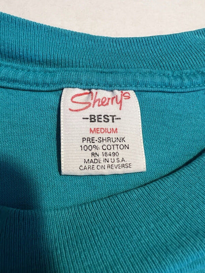 Vintage 90’s Sherry's Best Mountain Vernon MV T-Shirt Medium USA Teal Mens State