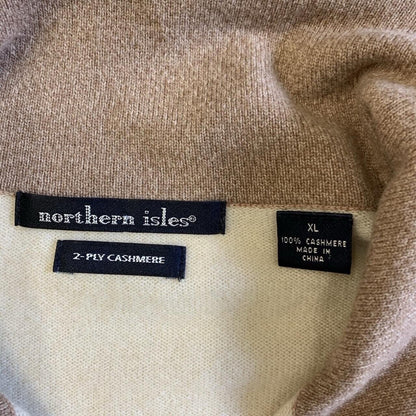 Northern Isles Cashmere Quarter Zip Tan Orange Cream Long Sleeve XL Super Soft