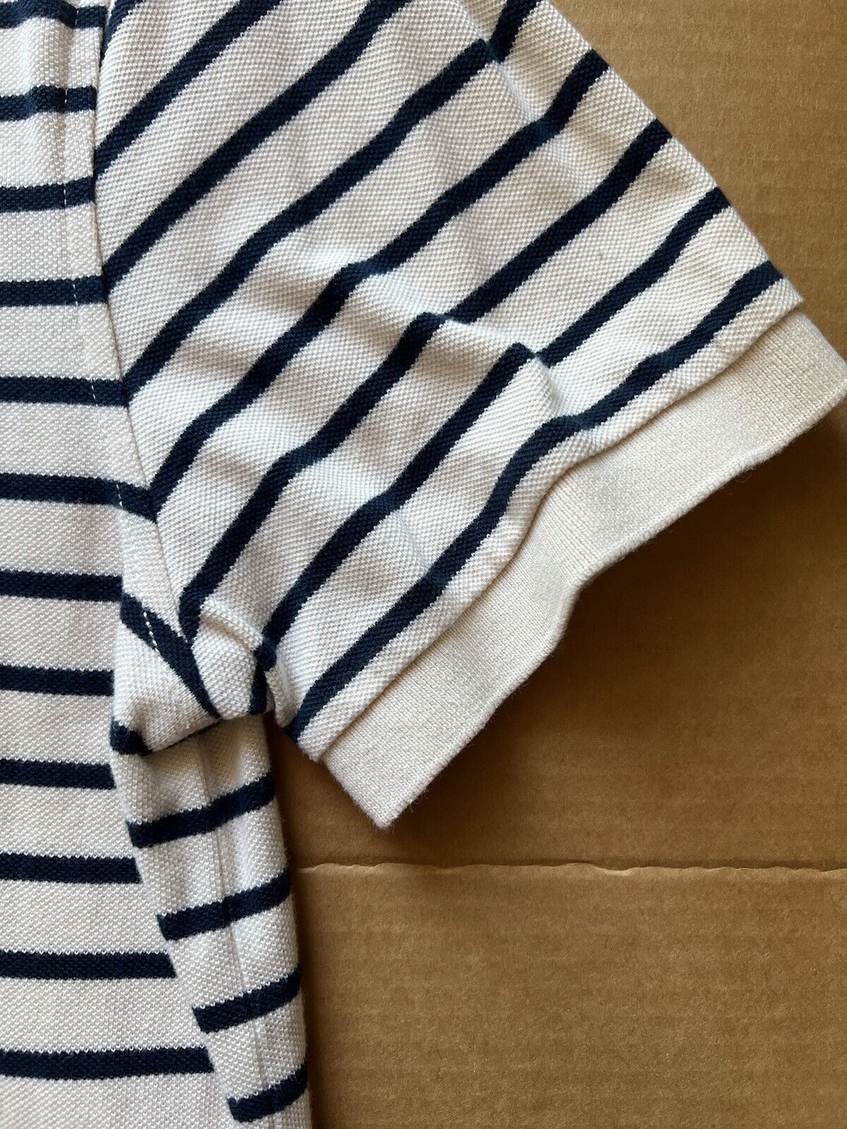 J. Crew Stripe Pique Polo, Mens size Large White And Blue. Clean. Summer Shirt