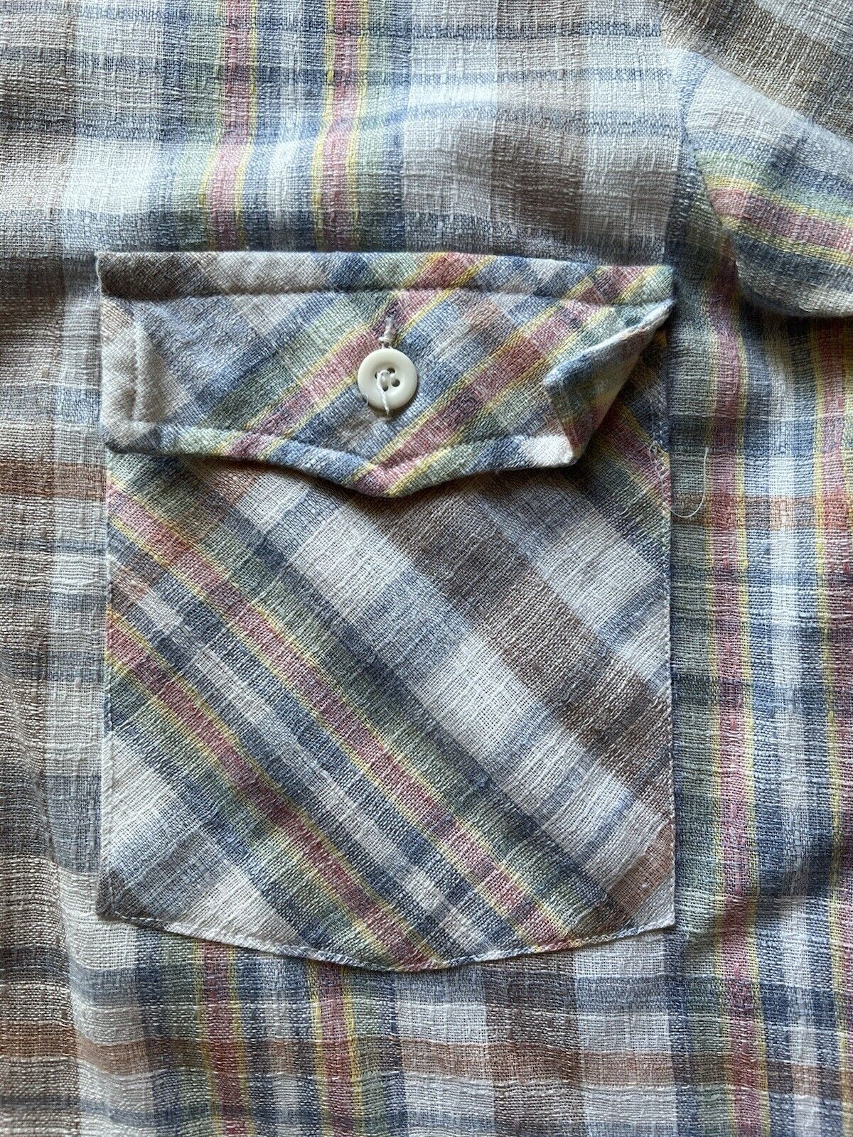 Vintage Meryvn’s Mens Collection Flannel White Thin Polyester Brown Letter 1970