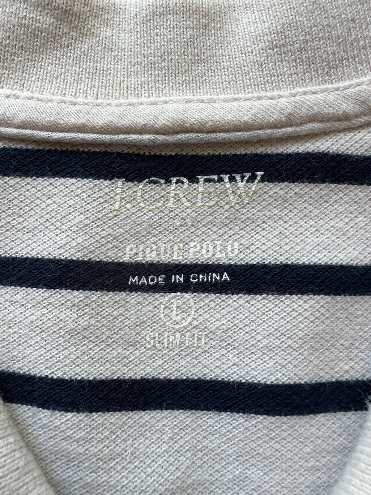 J. Crew Stripe Pique Polo, Mens size Large White And Blue. Clean. Summer Shirt