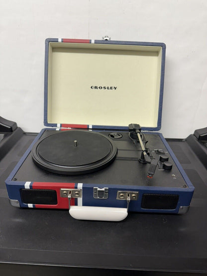 Crosley Cruiser Deluxe CR8005D-ST Portable 3-Speed Bluetooth Turntable Blue Red