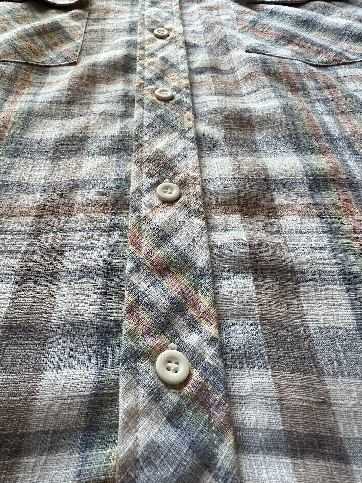 Vintage Meryvn’s Mens Collection Flannel White Thin Polyester Brown Letter 1970