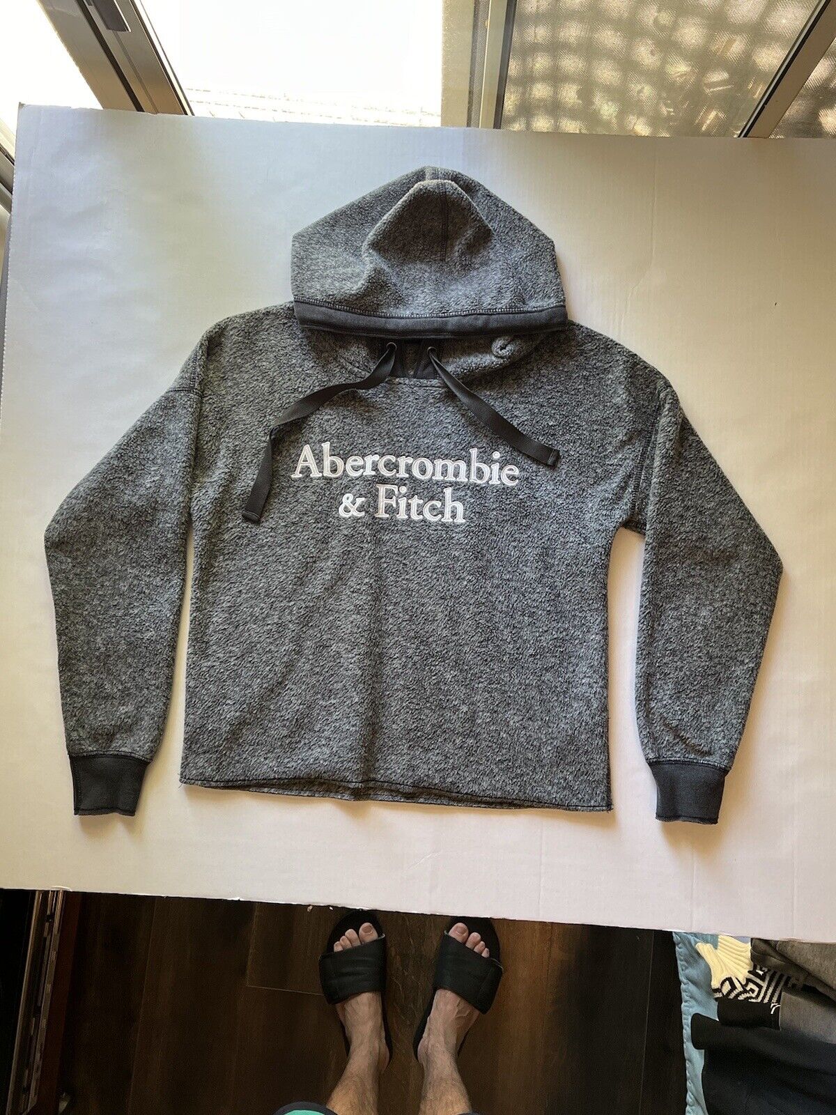 Abercrombie & Fitch Sweater Womens Small Gray Fleece Hoodie Pullover Sweatshirt