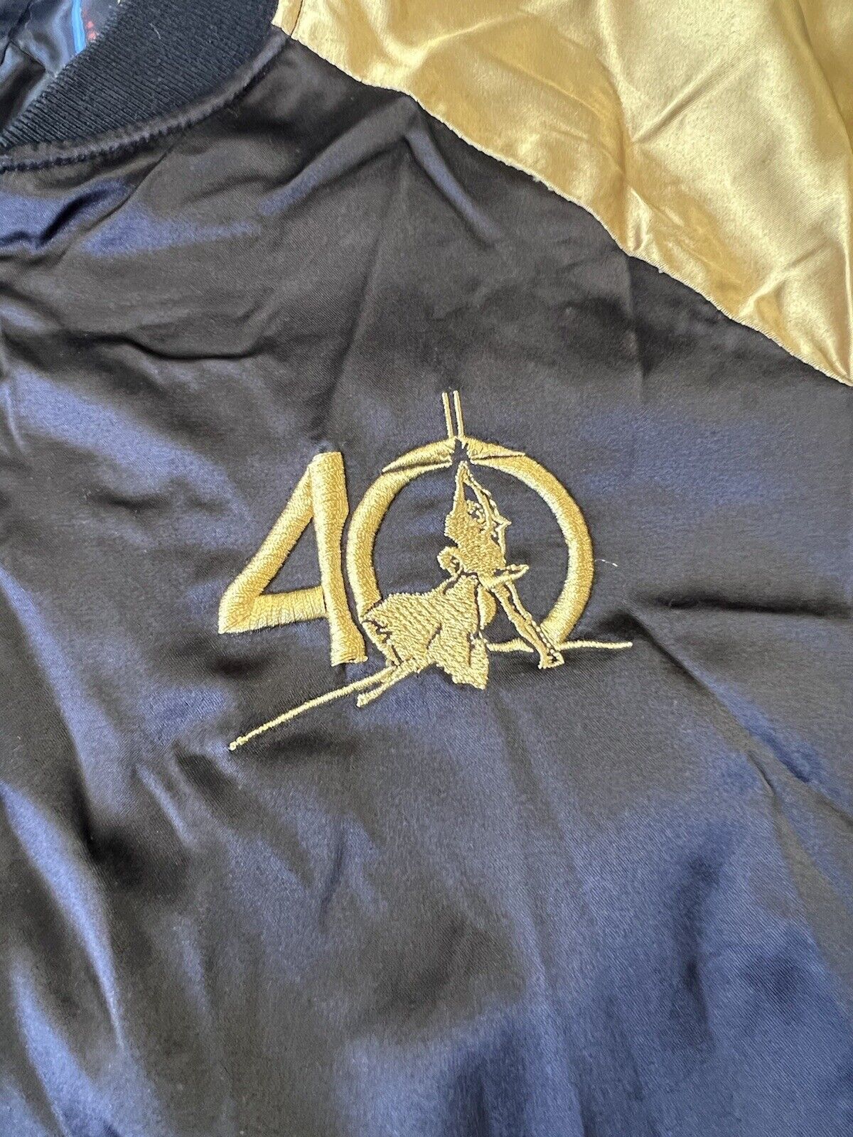 Star Wars Black Gold 40th Anniversary Satin Bomber Jacket C3P0 R2D2 Small