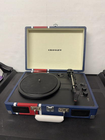 Crosley Cruiser Deluxe CR8005D-ST Portable 3-Speed Bluetooth Turntable Blue Red