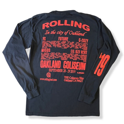 2019 Rolling Loud Mens T Shirt Long Sleeve Bay Area 510 Festival Oakland Size M