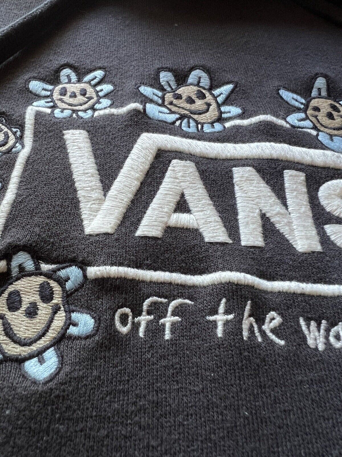 VANS Trippy Grin Fleece Pullover Hoodie Men’s Large Black Floral Stoner. L