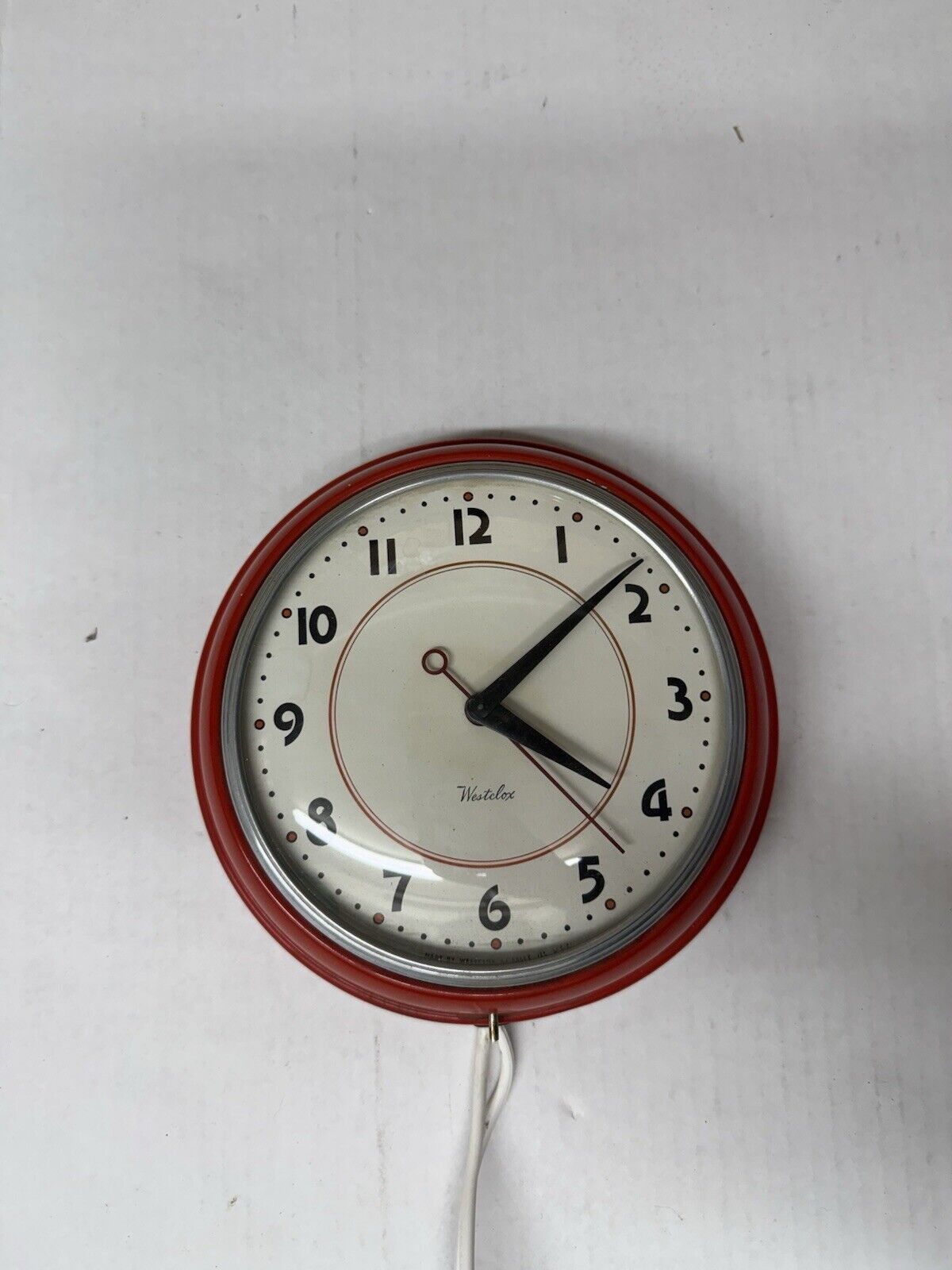 VTG 7" Westclox S8 Electric Red, Retro Class Trim Kitchen Wall Clock, Read Notes