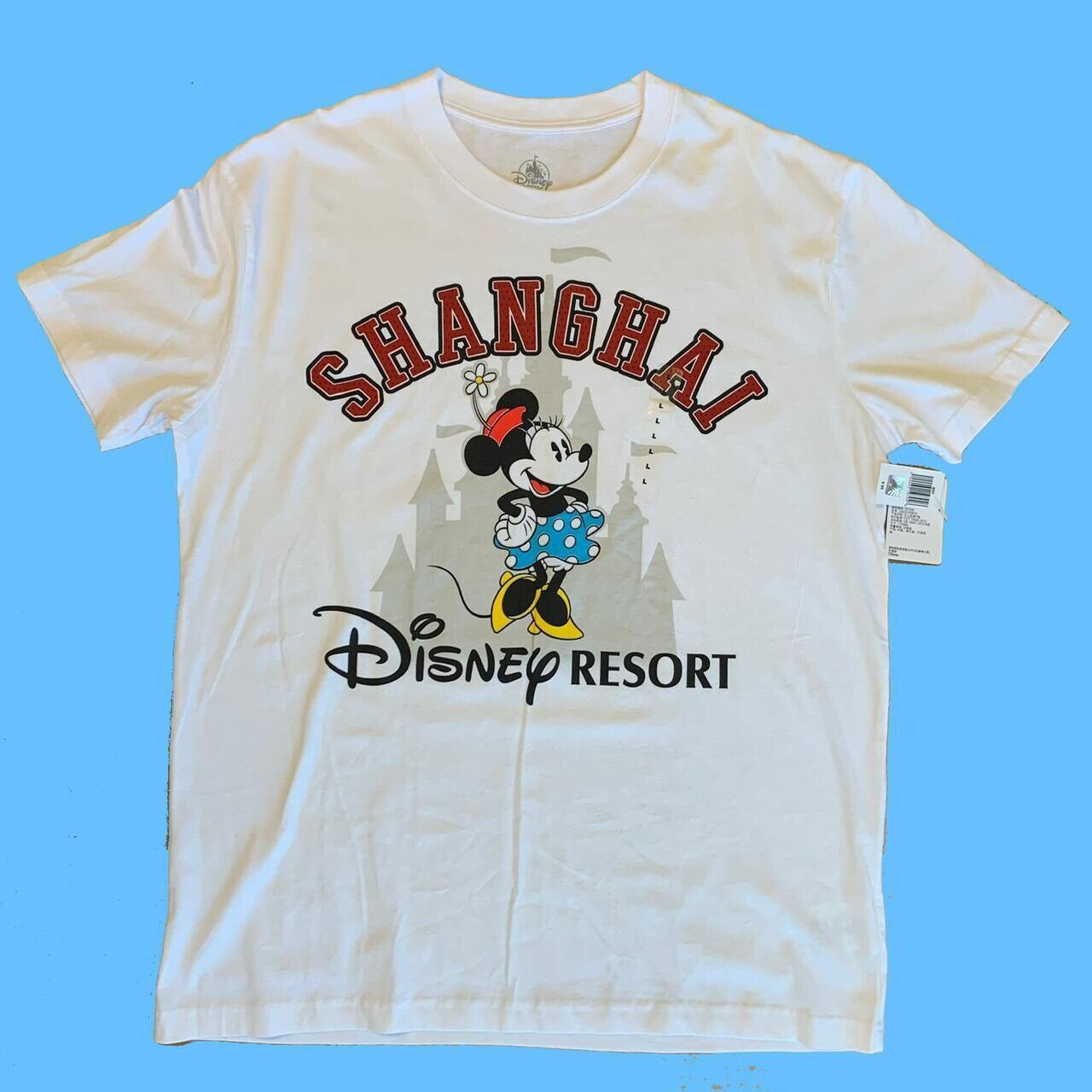 NEW Shanghai Disney Resort T-shirt Medium White Mickey Minnie Mouse Short Sleeve