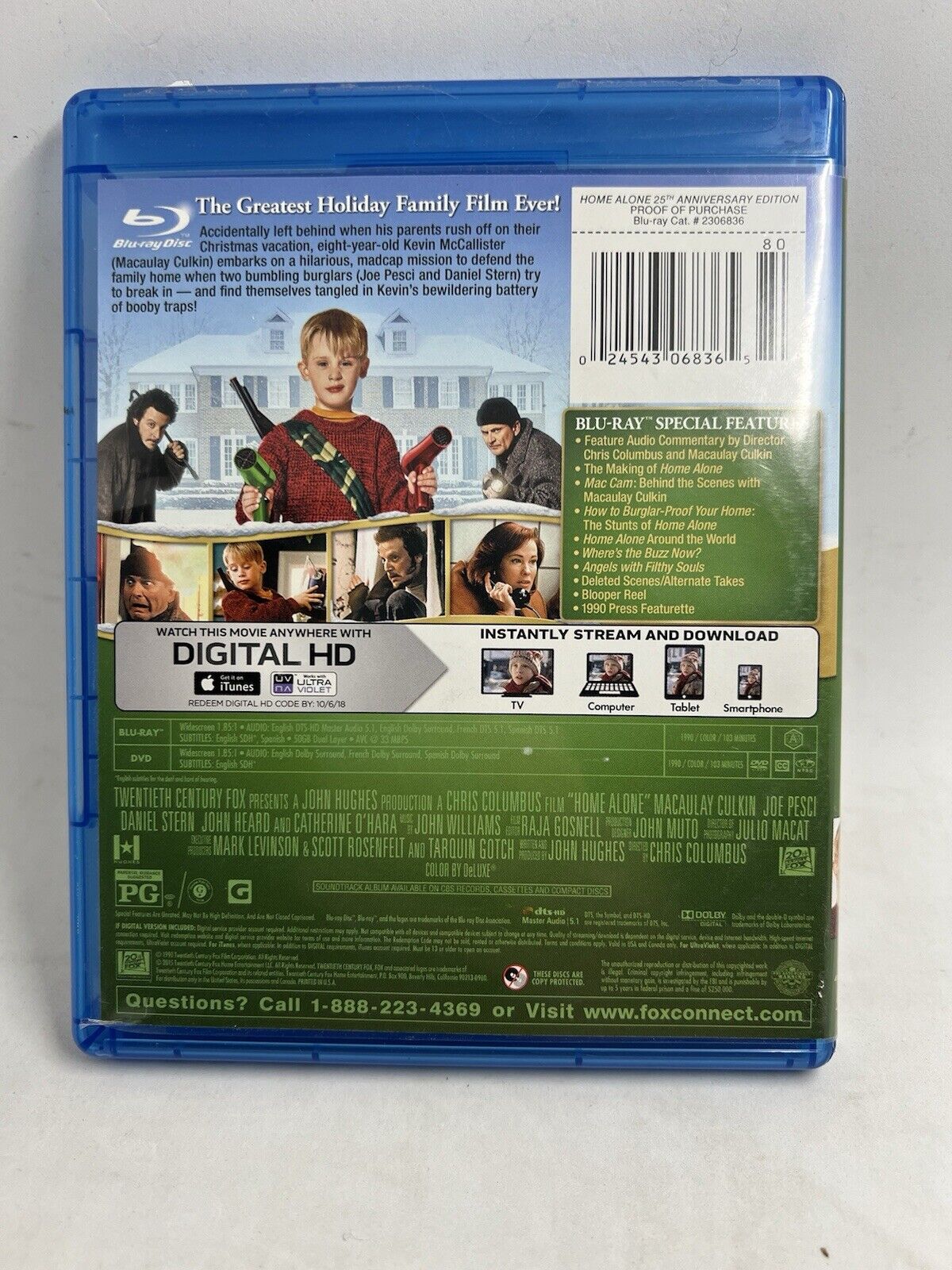 HOME ALONE Blu-Ray Disc/DVD/digital, 2018, 2-Disc Set Used.