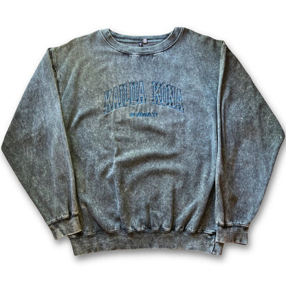 Local Kailua Kona Crewneck Sweatshirt Brushed Cotton Green Blue Hawaii Shirt