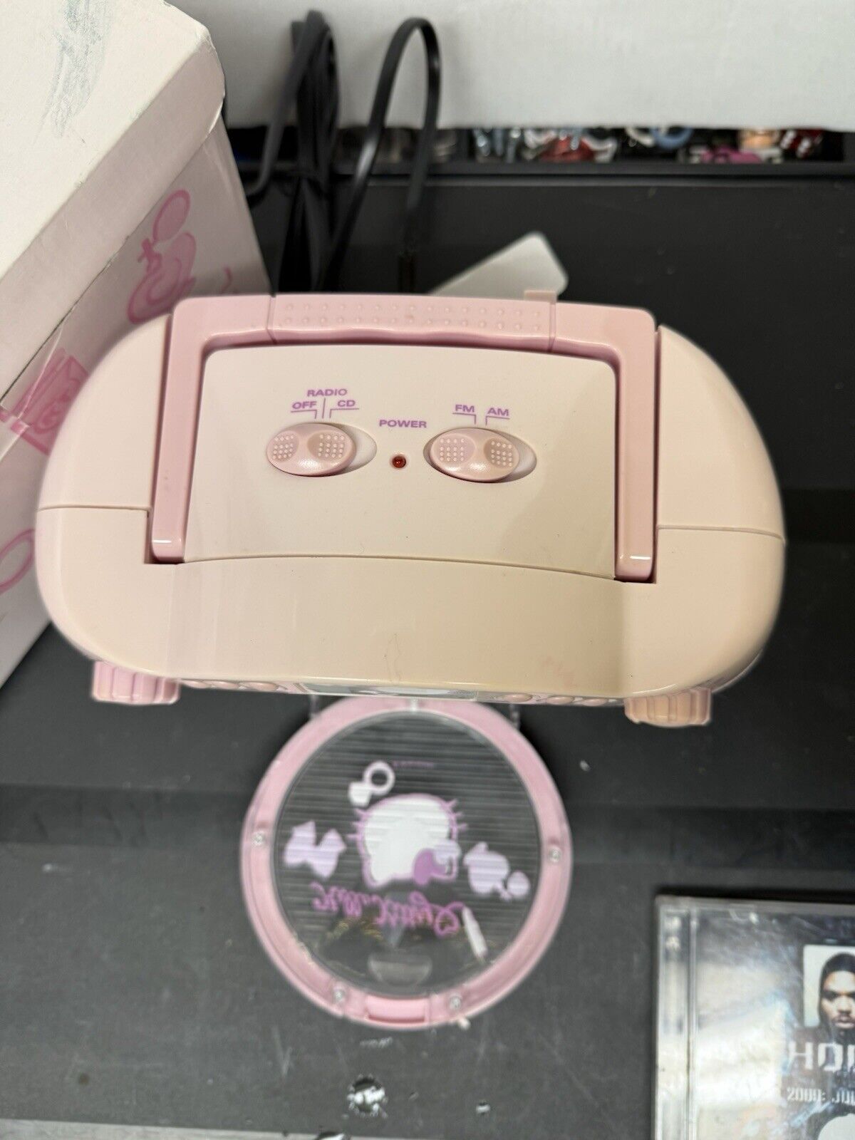 2004 Hello Kitty Portable CD Boombox Cassette Player AM/FM Radio Box Parts Works