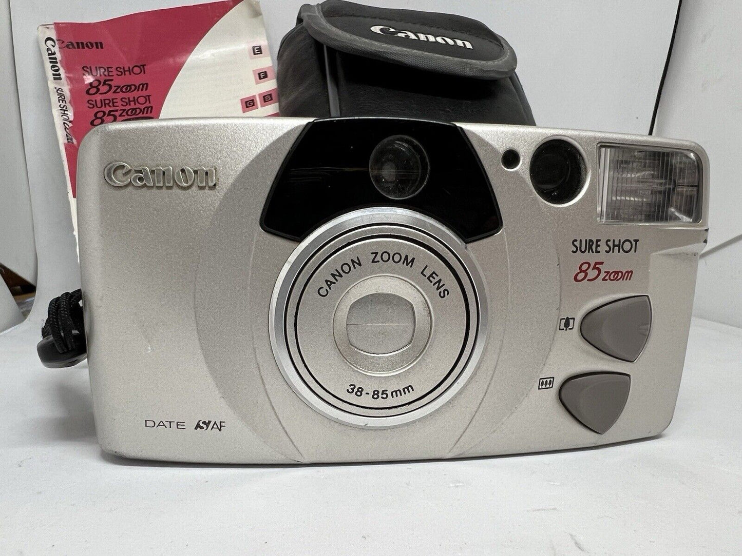 Canon Sure Shot 85 Zoom Date SAF 35mm Point & Shoot Film Camera With Bag Manual