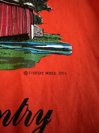 NWOT 2001 Pennsylvania Dutch Country Nature Wagon Graphic Shirt  L Orange