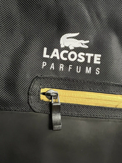 Lacoste Parfums Challenge Crocodile Logo Spell Out Crossbody Messenger Bag Black