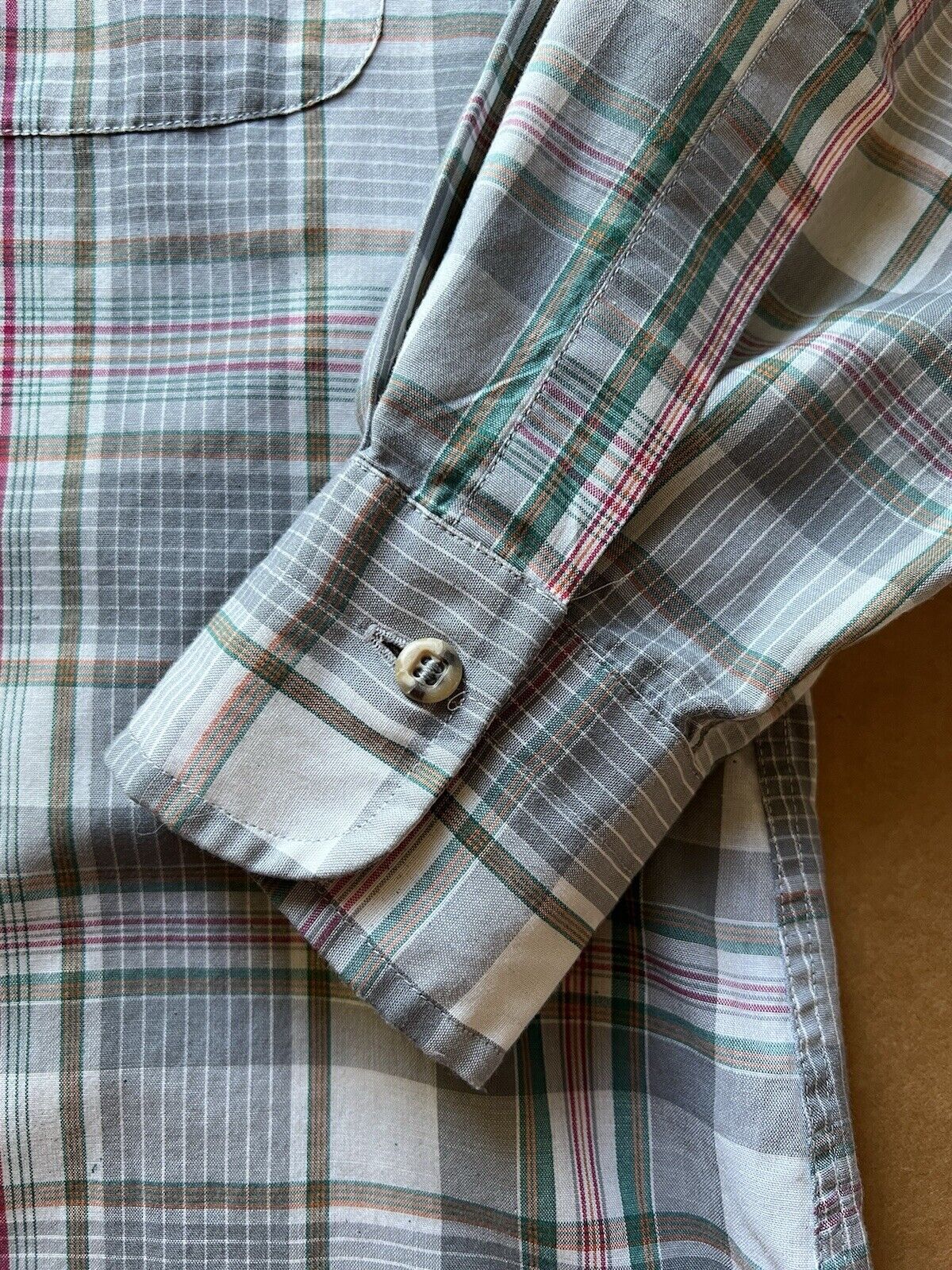 Gant Vintage Hugger Foxhound Plaid Grey Light Mens Button Up Shirt Large