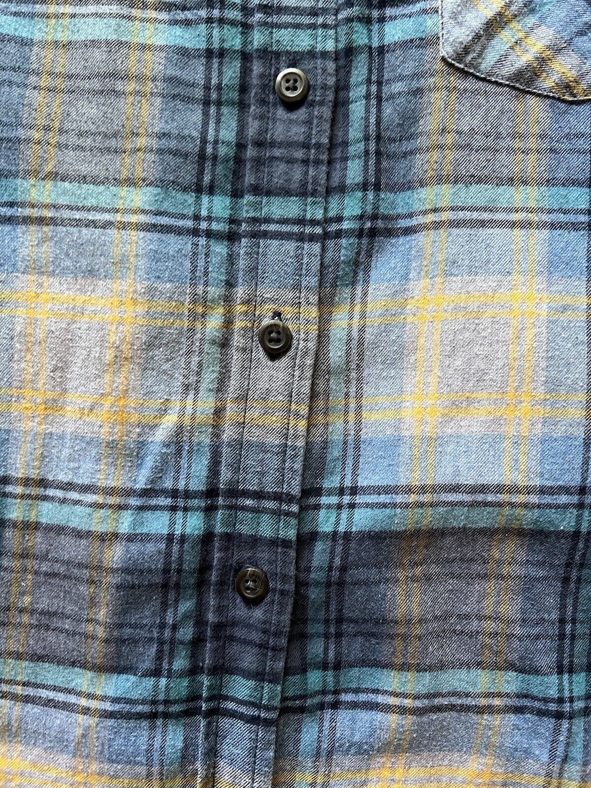 Pendleton Flannel Shirt Women Medium Blue Plaid Long Sleeve Button Up Wool Blend