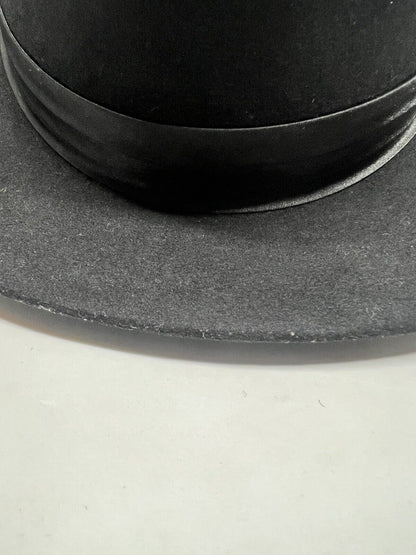 Milani 100% Wool Black Cowboy Hat. Satin Black Band With Feathers. Size XL