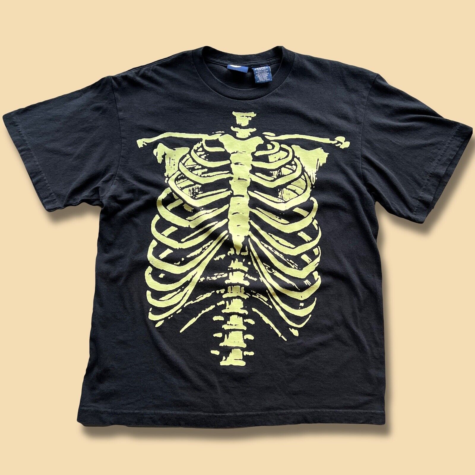 Y2K Clean Halloween Town Skeleton T-shirt Bones Glow In The Dark Ribcage Horror