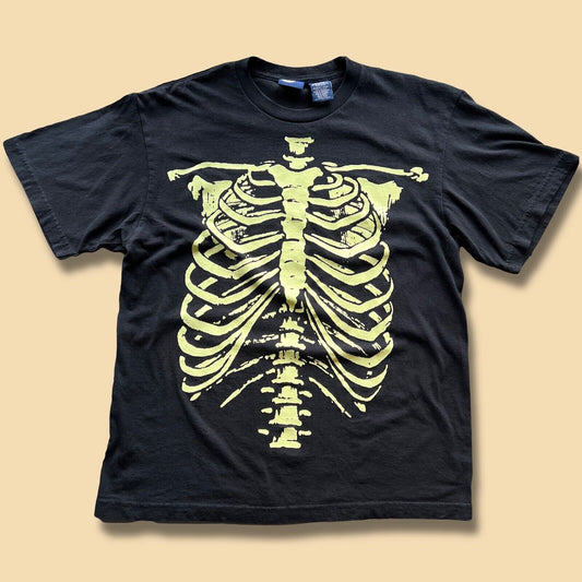 Y2K Clean Halloween Town Skeleton T-shirt Bones Glow In The Dark Ribcage Horror