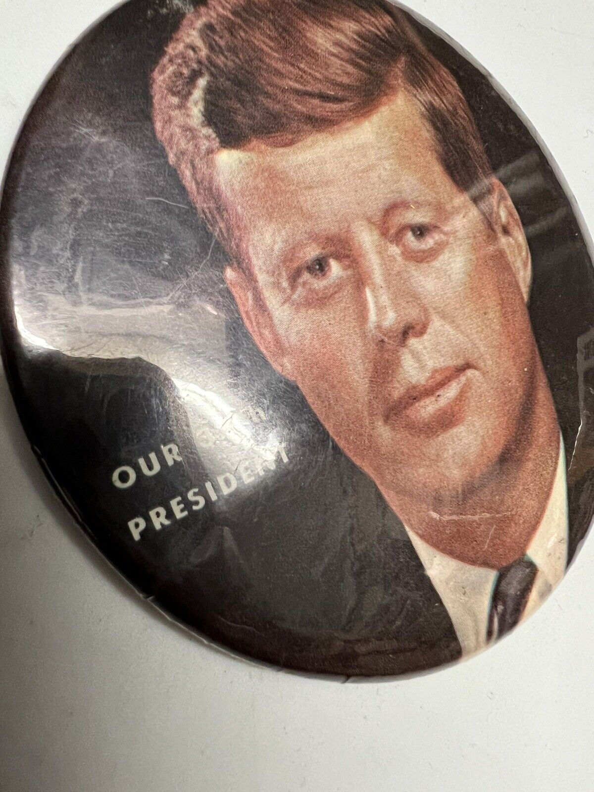 JOHN F. KENNEDY JFK 3.5" Our 35th President campaign pinback button political