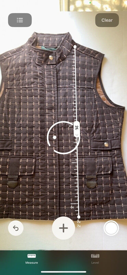 Harvè Benard Quilted Lightweight Brown Soft Smooth Vest, Women's Medium Pockets