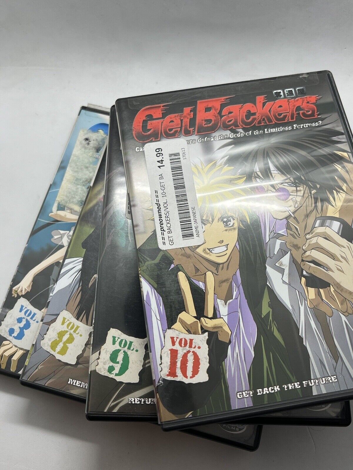 Get Backers Anime 2006. Lot Bundle Of 4.  Volume 3,8,9,10. Used! Manga.