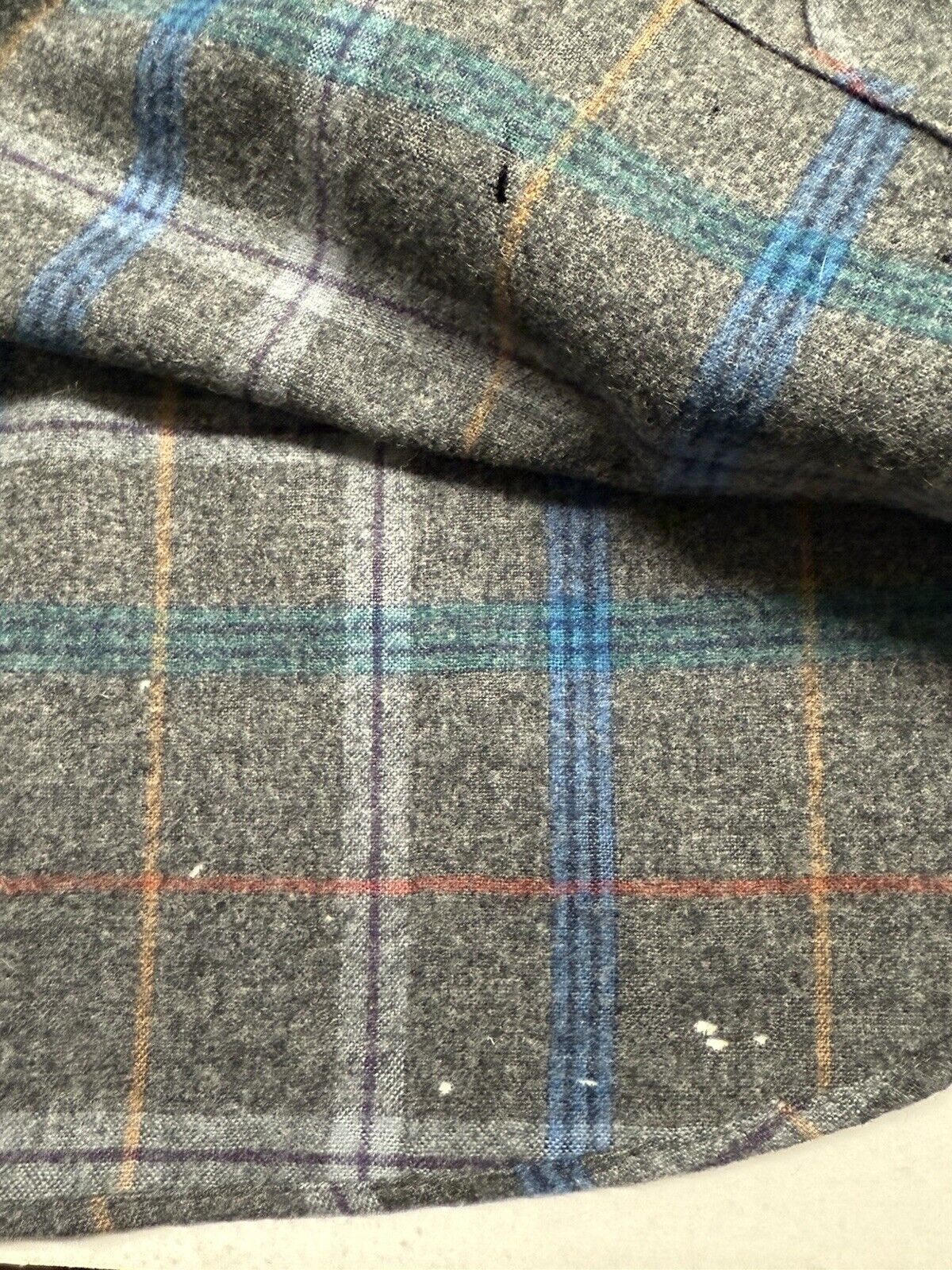 Vintage Pendleton Flannel Shirt Men Grey Pin Stripe Wool Plaid Large Pocket USA