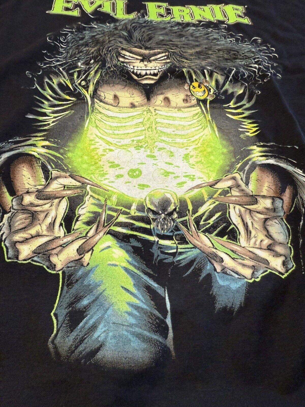 Rare Vintage Chaos Comics Evil Ernie Green Glow T Shirt Mens Black Large AAA Tag