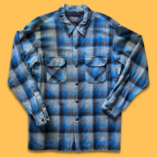 Pendleton The Original Board Shirt Mens Medium USA Virgin Wool Plaid Button Down