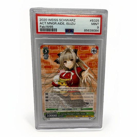 2020 WEISS SCHWARZ ACT.MNGR. AIDE, ISUZU Fab/W65 PSA #E025 MINT 9 Card