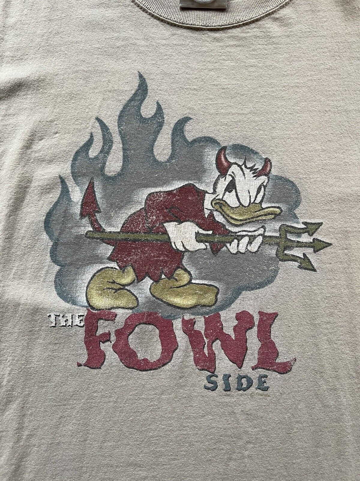 RARE The Fowl Side Donald Duck Y2K Shirt  Disney Store Devil Halloween Mens XL