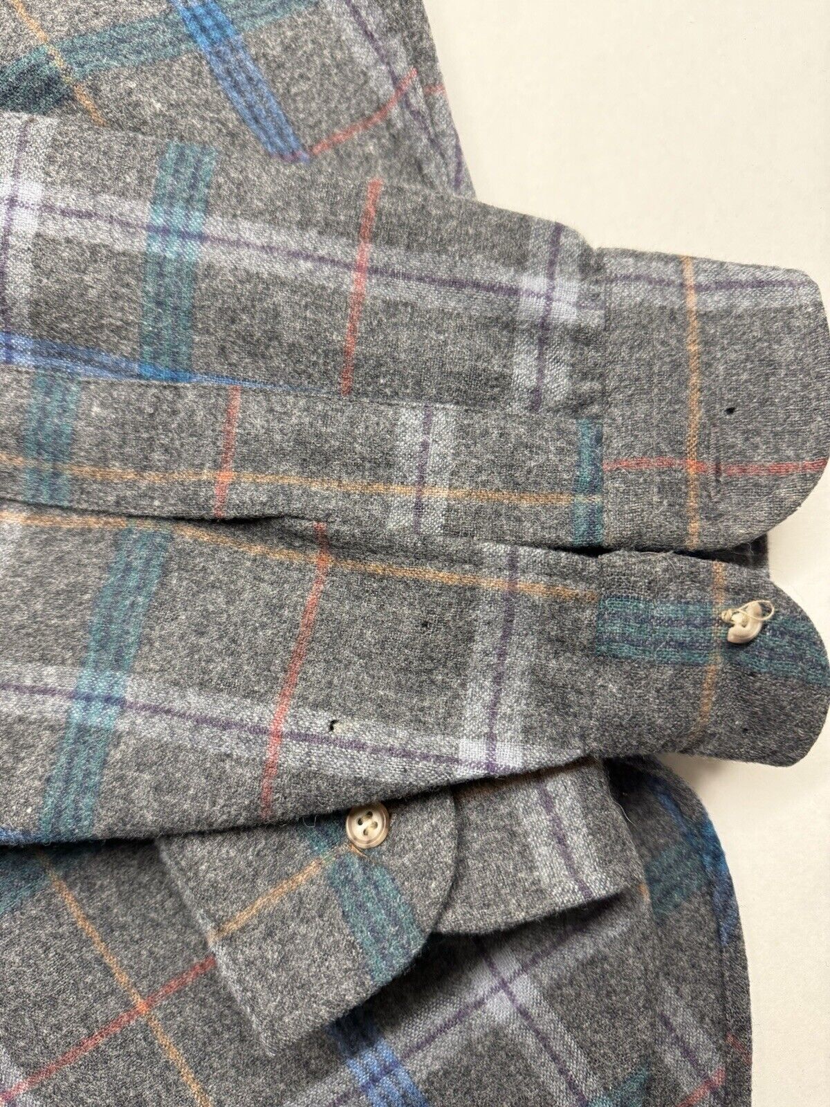 Vintage Pendleton Flannel Shirt Men Grey Pin Stripe Wool Plaid Large Pocket USA