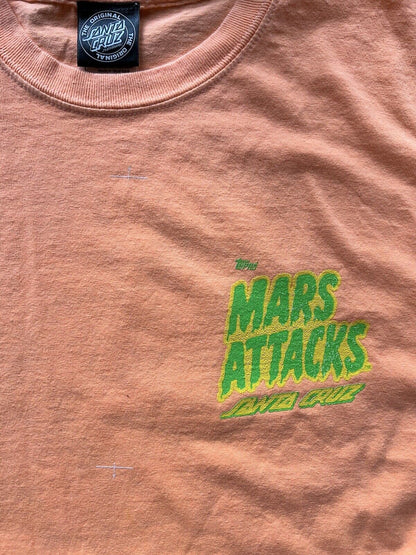 NEW Mars Attacks Santa Cruz 2018 Orange Graphic SS Shirt LARGE Topps Skate Alien