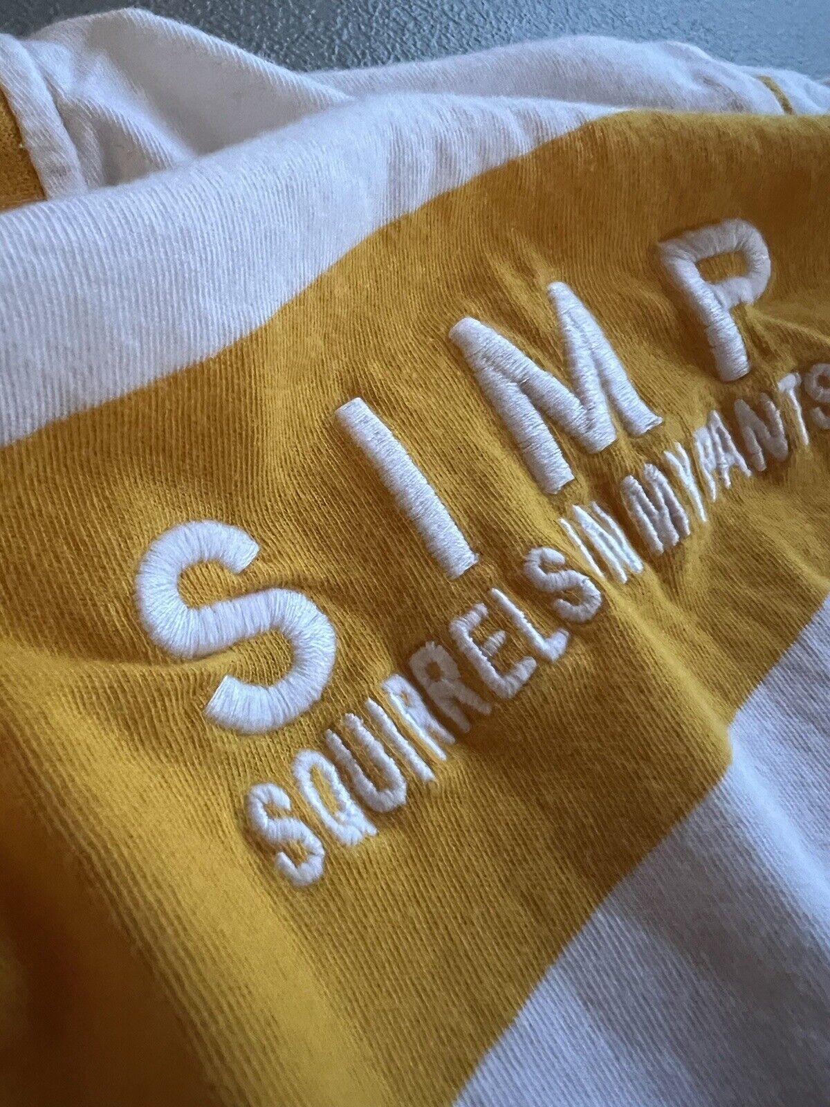 Club PewDiePie SIMP Shirt Small Yellow White Striped Youtube Merch Squirrels