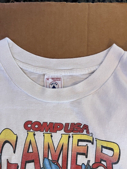 Vintage VTG COMP USA Gamer Extreme VIDEO GAME Shirt XL Retro White T-Shirt