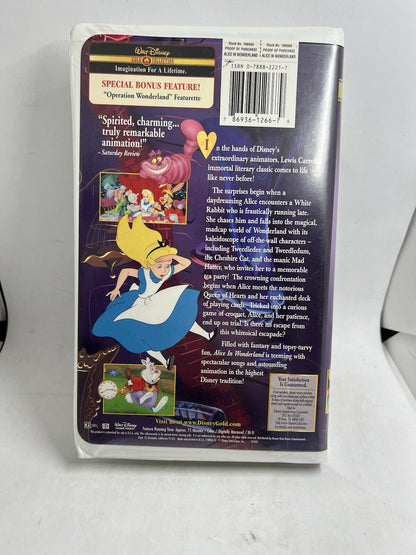 Disney's Alice in Wonderland VHS Gold Collection Clam Shell Case Retro Nostalgia