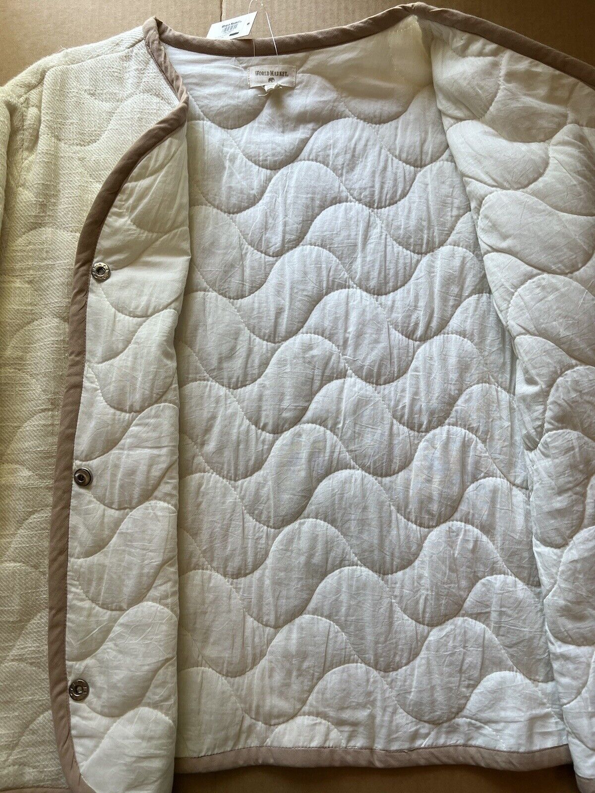 World Market Cream Quilted Button Up Jacket Womens One Size. Fall Collection.