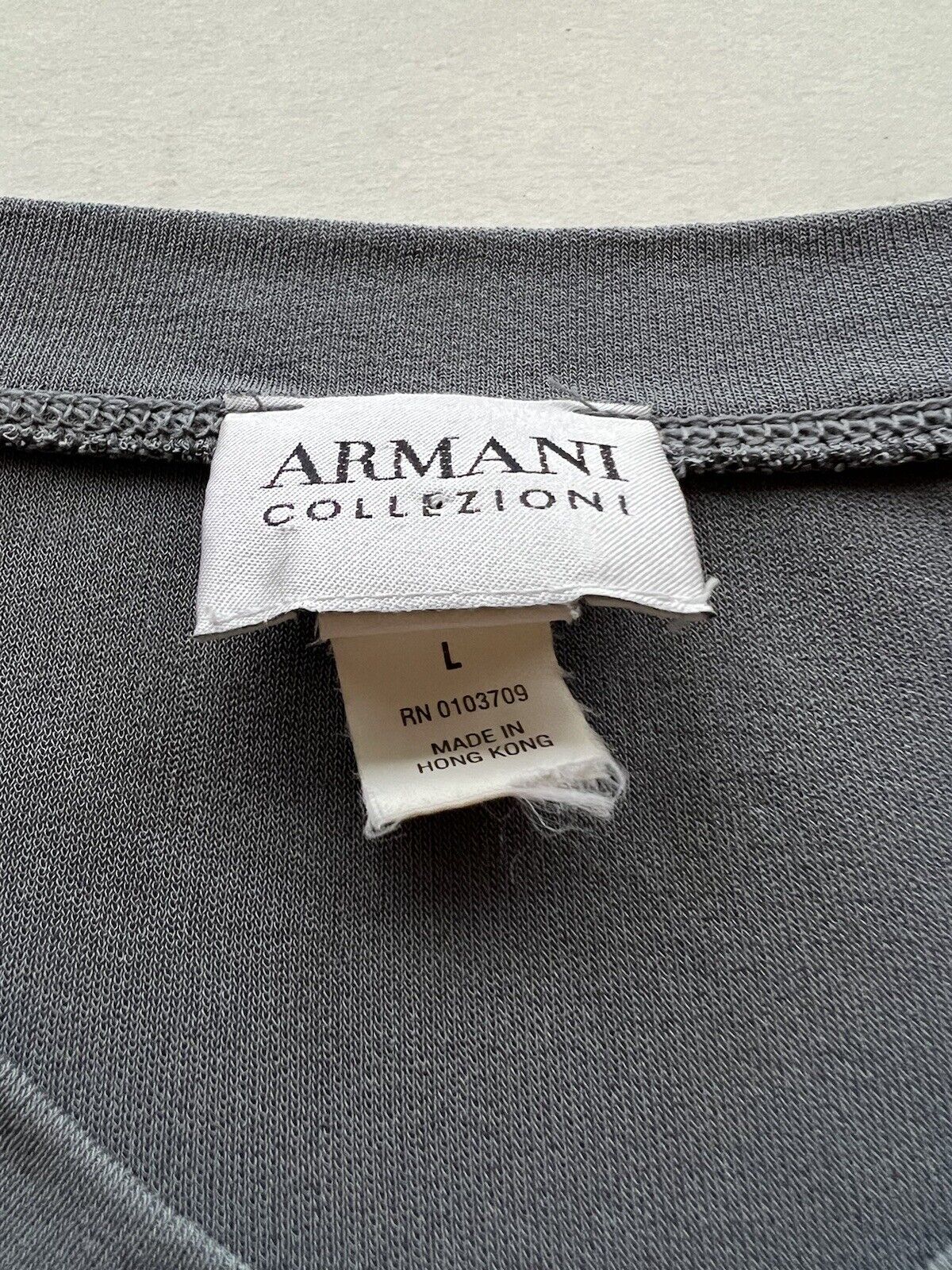 Armani Collezioni Crew Neck Textured T Shirt Men's Large Brown Black