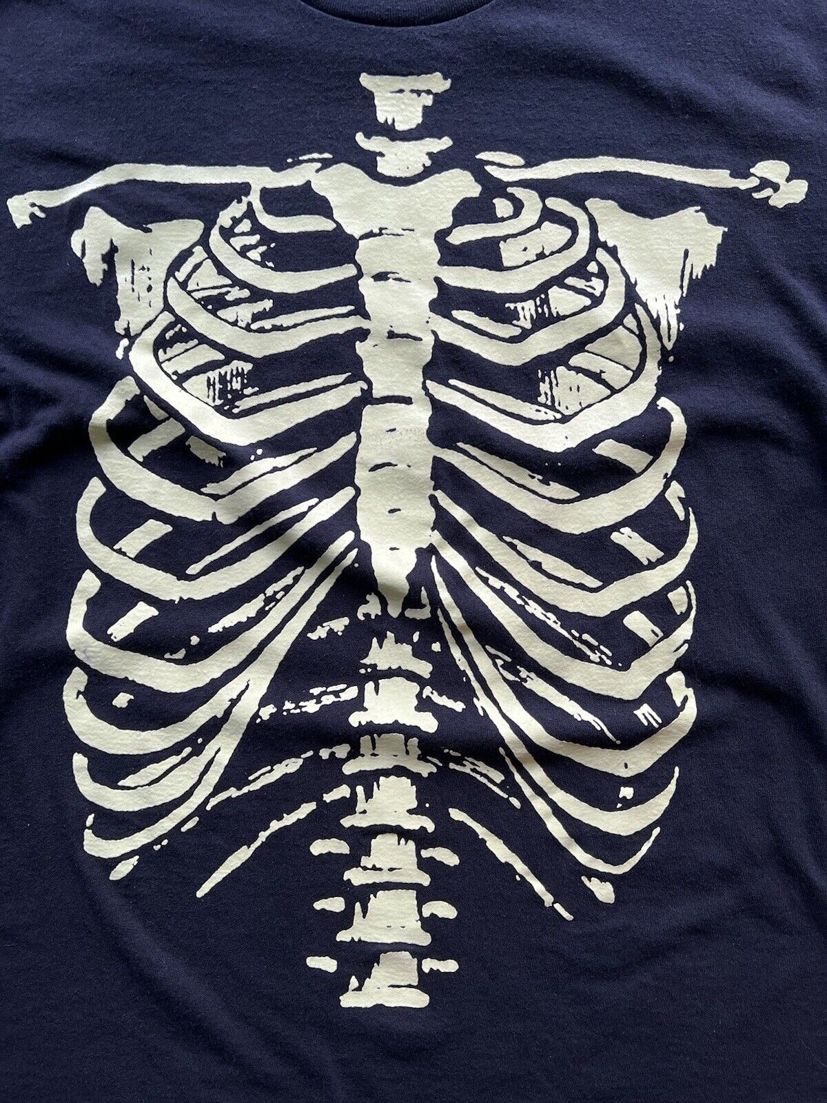 Y2K Clean Halloween Town Skeleton T-shirt Bones Glow In The Dark Ribcage Horror