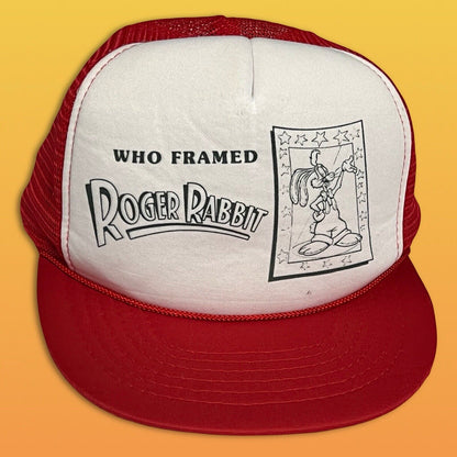 Vintage Roger Rabbit Who Framed? Red Trucker Hat Snapback Disney Headmost