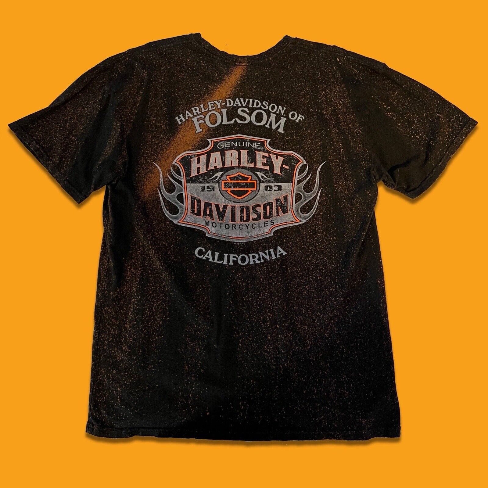 2012 Harley Davidson Of Folsom CA Mens Short Sleeve Shirt Black And Orange XL